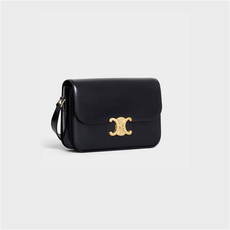 celine classique triomphe bag in shiny calfskin black|celine triomphe bag.